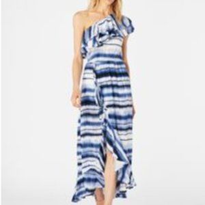 Just Fab One Shoulder Dress Size Large Tie Dye Stripe